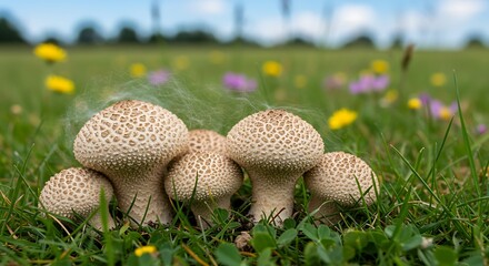 puffball mushrooms (Lycoperdon perlatum)