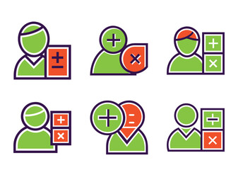 User management options with add and remove icons in a flat design