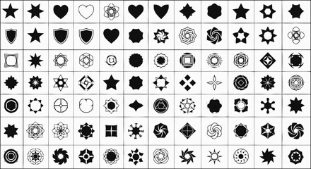 Obraz premium Black Symbols on White Background, Digital Art, Modern Aesthetic, Minimalist Style