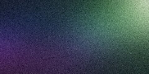 Abstract Grainy Gradient Background with Green Purple Glow Noise Texture.