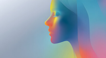 Obraz premium Colorful gradient female profile