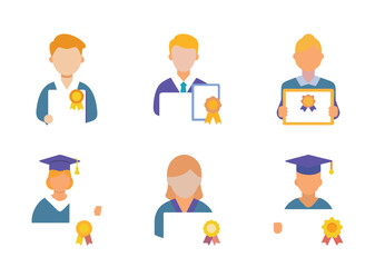 Diverse set of individuals with achievements, education, awards and certificates displayed