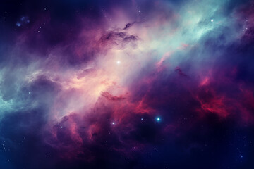 Obraz premium The Etherial Nebula emits a multicolored light that counteracts the light of darkness.