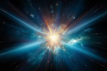 Fototapeta premium The birth of a shining star with the bright lights of the universe