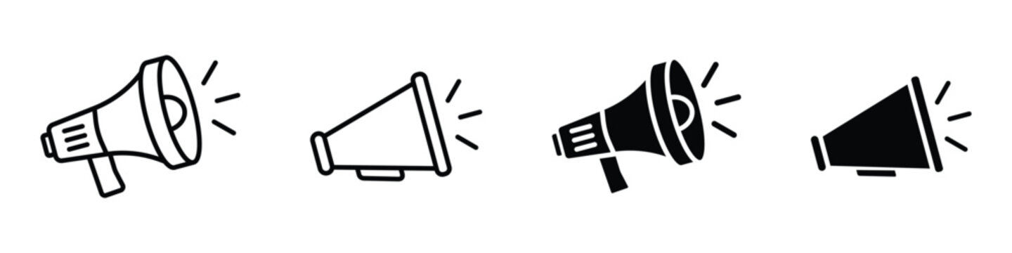 Megaphone icon. Loudspeaker vector symbol on transparent background.
