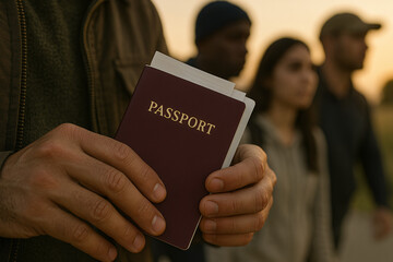 Migrant Holding Passport and Documents