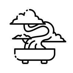 vector icon of a traditional Japanese bonsai tree in a pot
