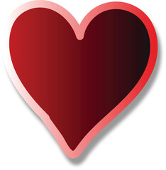 Gradient Heart Ribbon Line Drawing – Elegant  Doodle Sketch Vector with Shadows for Wedding Invitations and Valentine’s Day