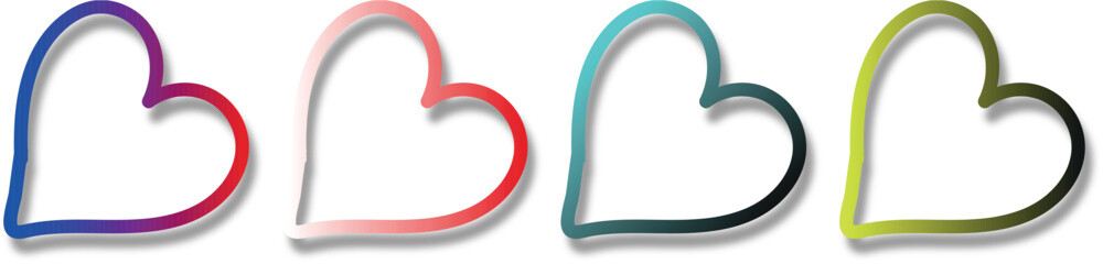 Flowing Ribbon Heart in Continuous Line Doodle Style – Gradient Scribble Sketch Line Vector with Shadow Effect for Romantic Projects