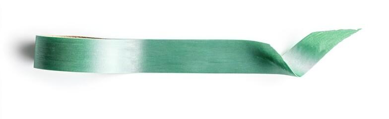 Fototapeta premium Rolled teal ombre ribbon on white background