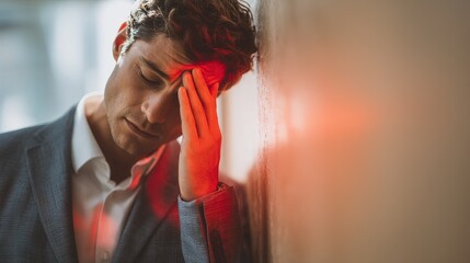 A person experiencing acute or chronic body pain, painful area with a glowing red hotspot, conceptual image for pain, injury, or inflammation. Pain relief and treatment, Generic health problem