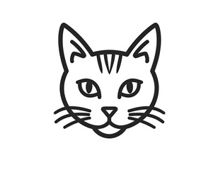 Obraz premium Minimalist line drawing of a cat face with whiskers and pointy ears