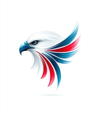 Fototapeta premium Minimal abstract corporate logo vector of eagle head and wing blending with jet silhouette