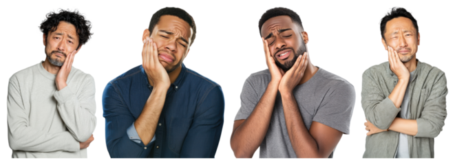 PNG Men expressing toothache discomfort, element set on transparent background