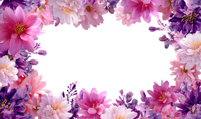 purple floral border on a transparent background, in the style of png