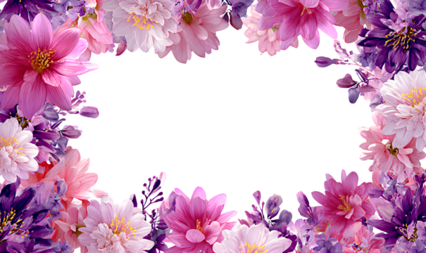 purple floral border on a transparent background, in the style of png - Powered by Adobe