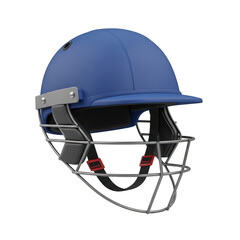 3d blue cricket helmet isolated on transparent background