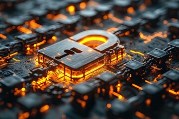 Locked circuit board, glowing security