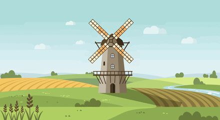 Traditional windmill in the countryside
