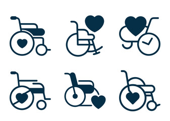Wheelchair Icon Set Symbolizing Care Accessibility Inclusivity and Empathy Illustration