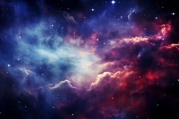 The majestic swirling clouds of the universe shine brightly at night.