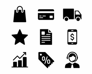 Set of 9 vector icons for e-commerce and business applications scalable eps vector