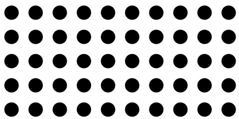 Black dots of varying sizes randomly scattered on a white background creating a polka dot pattern  comic pop art overlay backdrop. Halftone raster effect wallpaper. modern