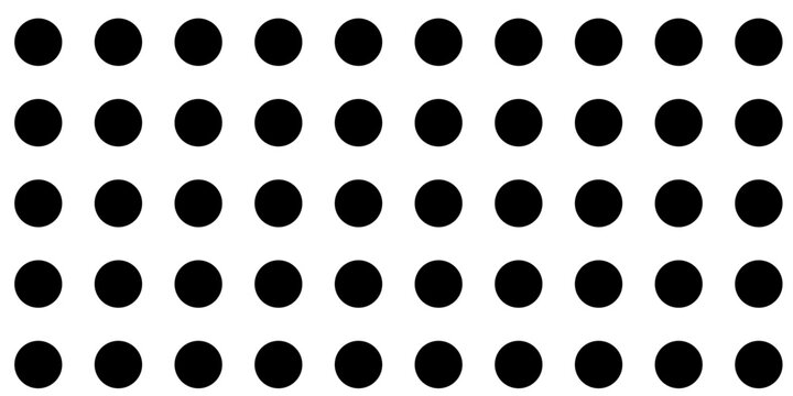Black dots of varying sizes randomly scattered on a white background creating a polka dot pattern  comic pop art overlay backdrop. Halftone raster effect wallpaper. modern