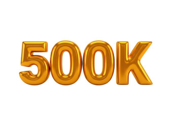 3d five hundred k golden rendering isolated on transparent background