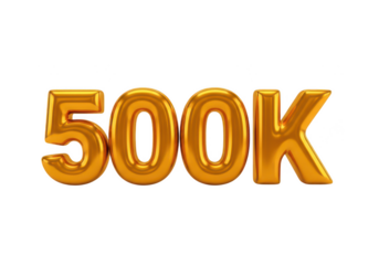 3d five hundred k golden rendering isolated on transparent background