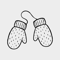 Hand drawn christmas illustration collection - Knitted gloves
