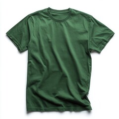Blank green t-shirt on white background, top view