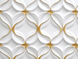 Elegant white and gold abstract geometric pattern creates a sophisticated modern backdrop for luxury branding and interior design projects