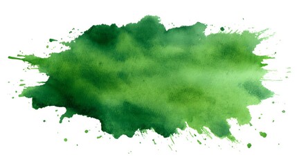 Obraz premium Vibrant Green Watercolor Blot on White Background for Design Projects