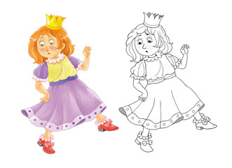 The frog prince. Fairy tale. Illustrations for children. Coloring page