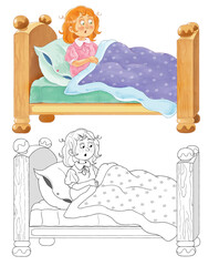 The frog prince. Fairy tale. Illustrations for children. Coloring page