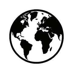 Vector art of black and white illustration of the earths continents
