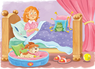 The frog prince. Fairy tale. Illustrations for children. Coloring page