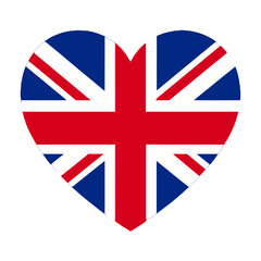 Obraz premium Vector art of heart shape with the union jack flag of the united kingdom