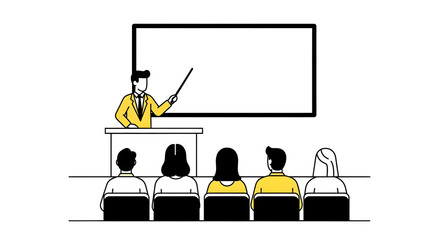 Educational training session with instructor and diverse students at a conference