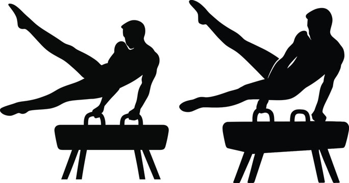 Male Gymnast on Pommel Horse