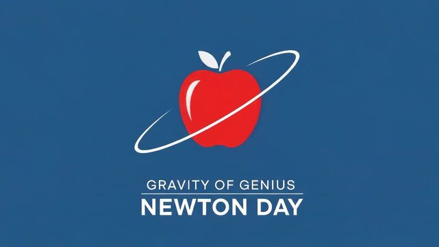 Red apple logo animation celebrating newton day with gravity theme and dynamic motion