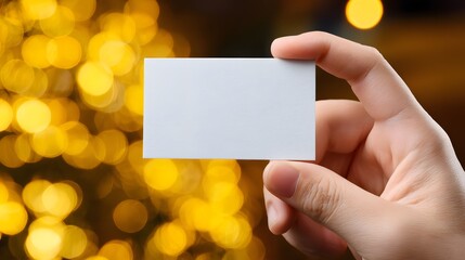 Professional Hand Holding Blank White Business Card Mockup for Corporate Presentations