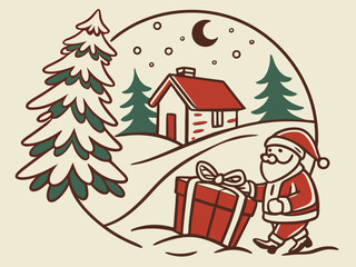 Festive Christmas Wreath Border Design for Holiday Projects , A charming, hand-drawn Christmas wreath graphic, perfect for invitations, cards, or social media posts.