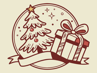 Festive Christmas Wreath Border Design for Holiday Projects , A charming, hand-drawn Christmas wreath graphic, perfect for invitations, cards, or social media posts.