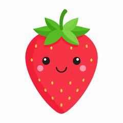 Cute Kawaii Strawberry Character with a Happy Face.