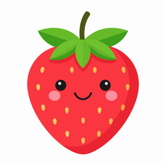 Cute Happy Strawberry Cartoon Character Illustration.