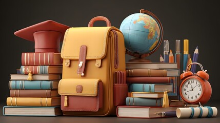 Colorful Back to School Icons for Online Learning Concept