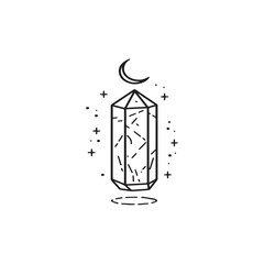 Floating Moon Crystal Line Icon

