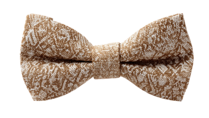 Light beige bow tie with intricate, patterned design